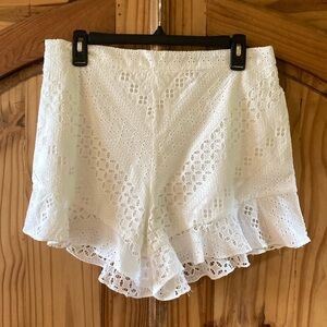 BCBGMaxAzria High Waist White Lace Shorts